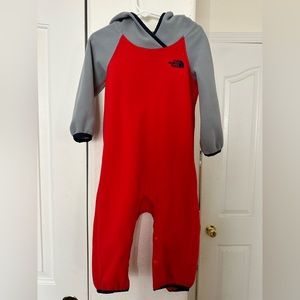 The North Face Toddler One Piece Red Grey Fleece Romper